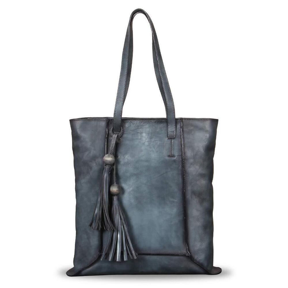 5158 Geniune Leather Shoulder Bag Vintage Handmade Top Handle Large
